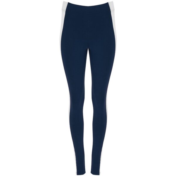 Leggings lungo da donna in jersey semplice - Marina/Bianco