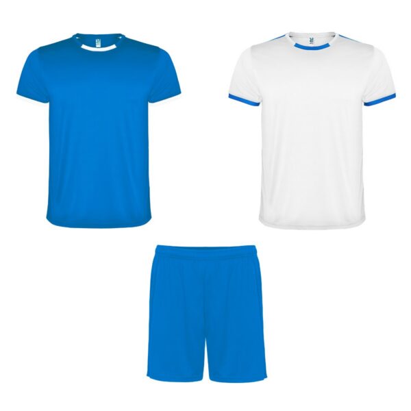 Completo sportivo unisex con due t-shirt - Bianco/Blu Reale