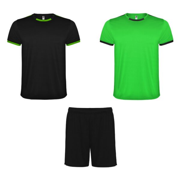 Completo sportivo unisex con due t-shirt - Lime/Nero