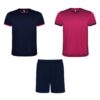Completo sportivo unisex con due t-shirt - Fucsia/Blu Navy
