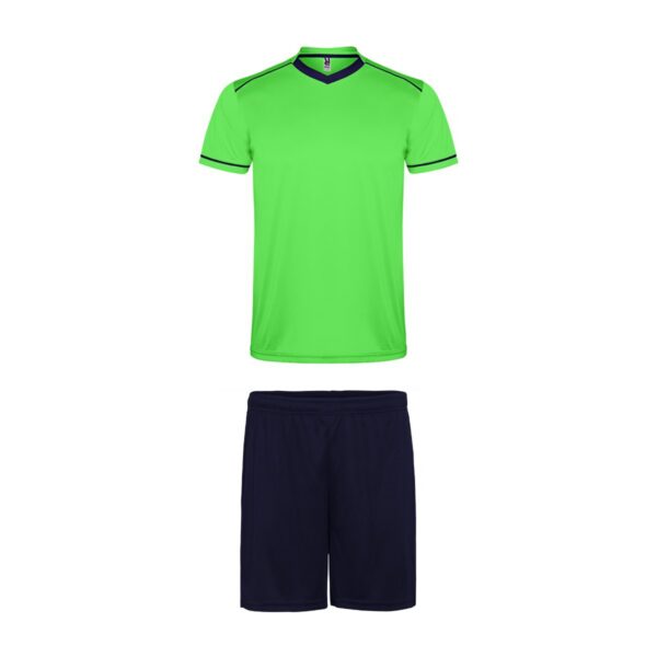 Completo sportivo unisex con t-shirt e pantalone - Verde Fluo/Blu Navy