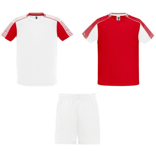 Completo sportivo unisex con due t-shirt - Bianco/Rosso