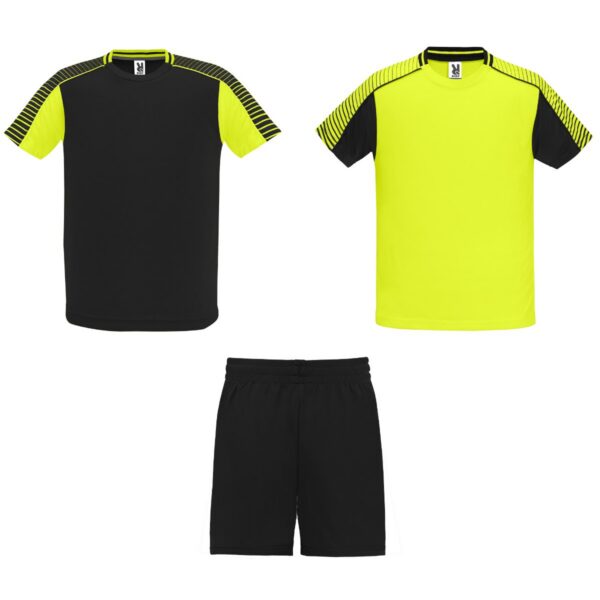 Completo sportivo unisex con due t-shirt - Giallo Fluo/Nero