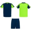 Completo sportivo unisex con due t-shirt - Verde Fluo/Blu Navy