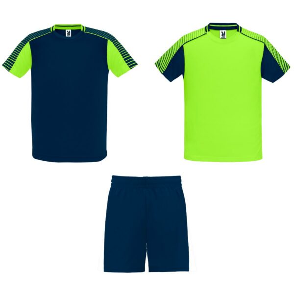 Completo sportivo unisex con due t-shirt - Verde Fluo/Blu Navy