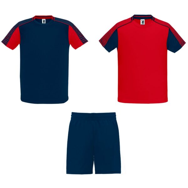 Completo sportivo unisex con due t-shirt - Rosso/Blu Marino