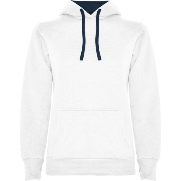 Felpa Donna con Cappuccio - Bianco/Blu Navy