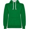 Felpa Donna con Cappuccio - Verde Kelly/Bianco