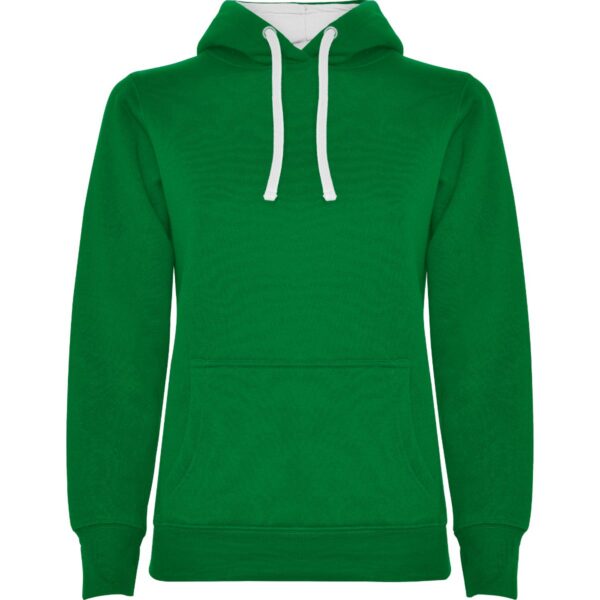 Felpa Donna con Cappuccio - Verde Kelly/Bianco