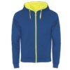 Felpa con Zip e Cappuccio - Royal/Giallo Fluo