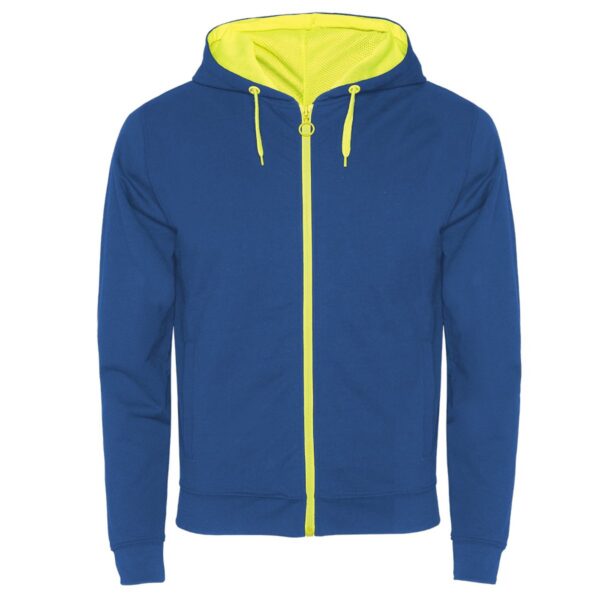Felpa con Zip e Cappuccio - Royal/Giallo Fluo