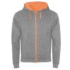 Felpa con Zip e Cappuccio - Grigio/Arancione Fluo