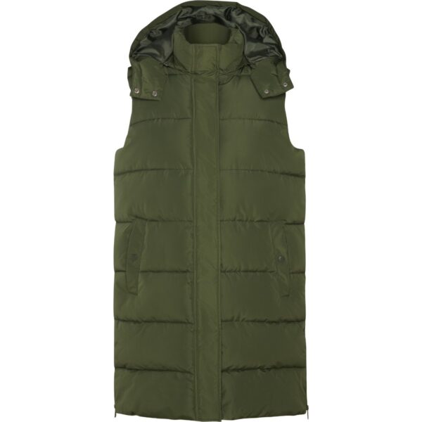 Gilet imbottito da donna con cappuccio rimovibile - Verde Militare