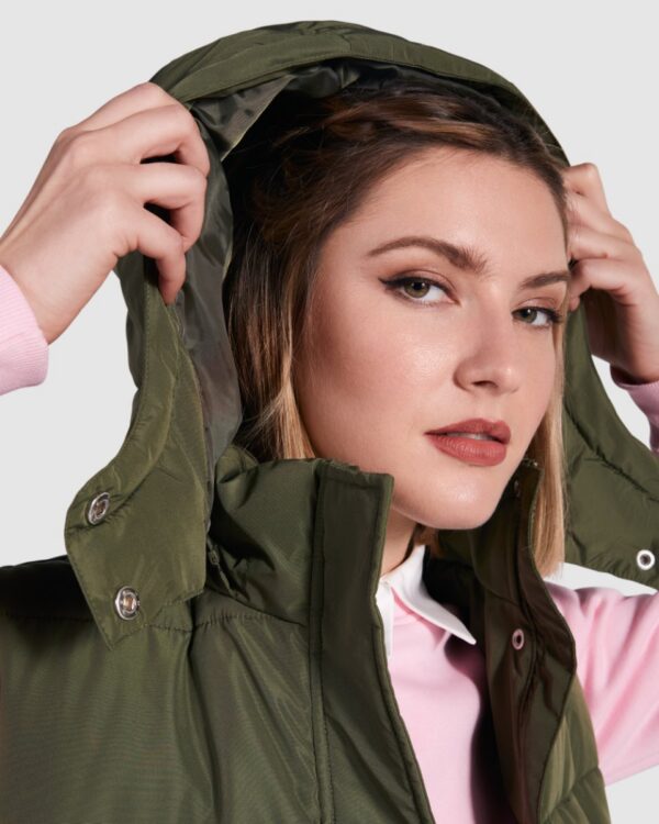 Gilet imbottito da donna con cappuccio rimovibile - dettaglio 1