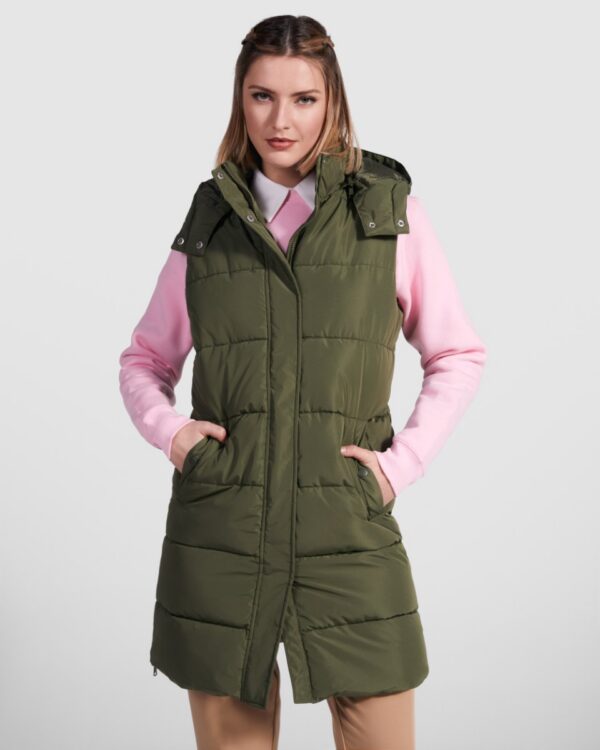 Gilet imbottito da donna con cappuccio rimovibile - modello 1