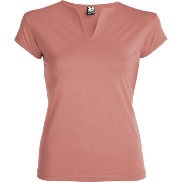 T-Shirt Donna Stretch Scollo a V - Arancione Clay