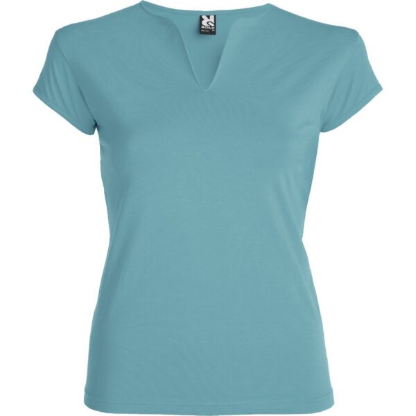 T-Shirt Donna Stretch Scollo a V - Azzurro Dusty