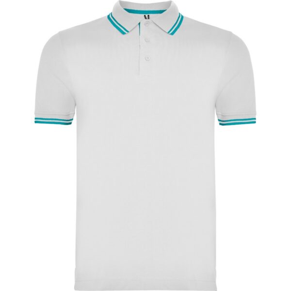 Polo Cotone Pettinato 230 g - Bianco/Turchese