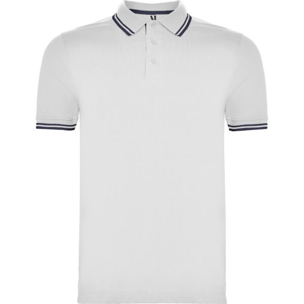 Polo Cotone Pettinato 230 g - Bianco/Blu Navy