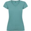 T-Shirt Donna Scollo a V - Azzurro Dusty