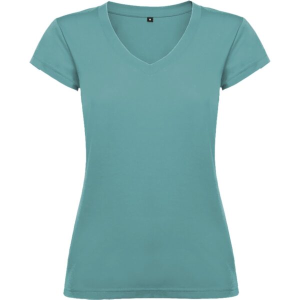 T-Shirt Donna Scollo a V - Azzurro Dusty