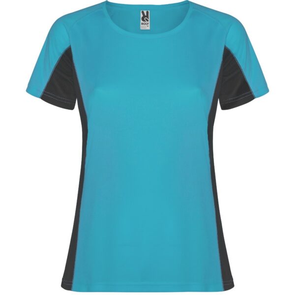 T-Shirt Tecnica Bicolore Donna - Turchese/Piombo Scuro