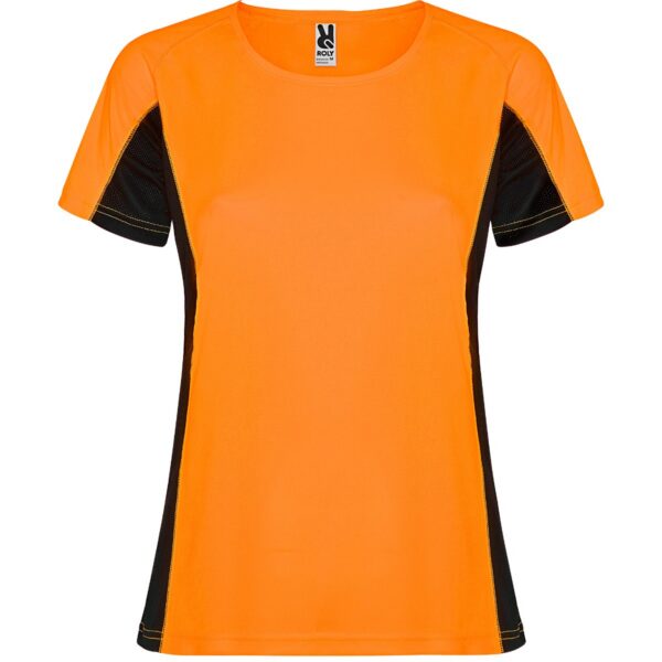T-Shirt Tecnica Bicolore Donna - Arancione Fluo/Nero