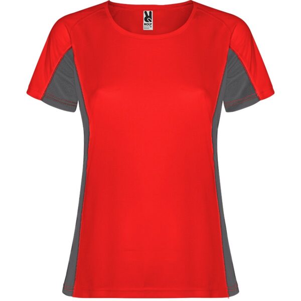 T-Shirt Tecnica Bicolore Donna - Rosso/Piombo Scuro