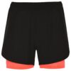 Short da corsa in tessuto leggero - Nero/Corallo Fluo