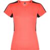 T-Shirt Tecnica Donna - Corallo Fluo/Nero