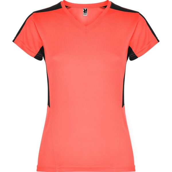 T-Shirt Tecnica Donna - Corallo Fluo/Nero