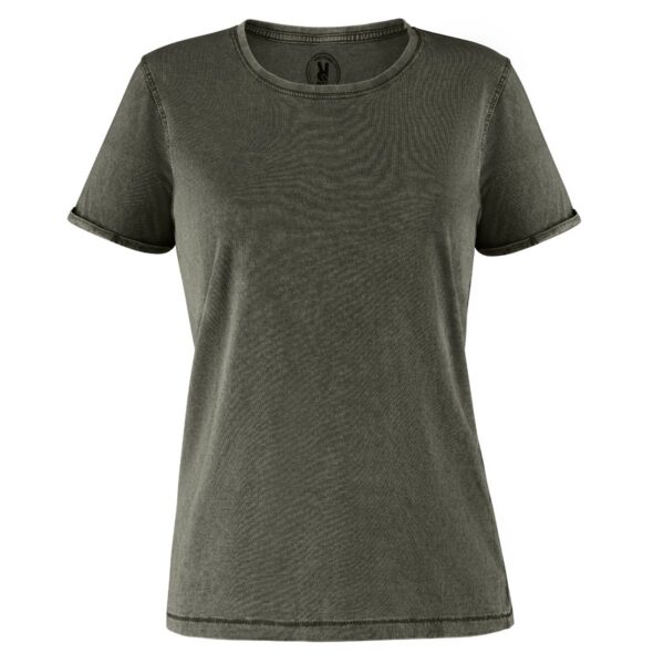 T-Shirt Donna Effetto Lavato - Verde Militar Scuro