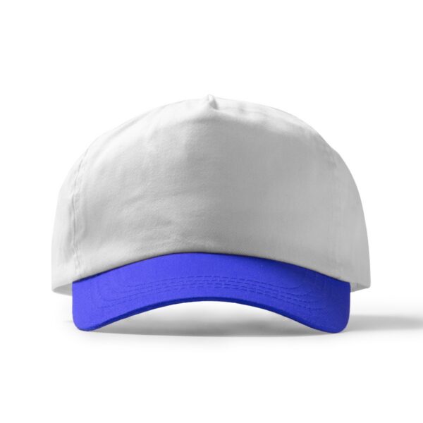 Berretto a 5 sezioni in 100% cotone - Bianco/Blu Reale
