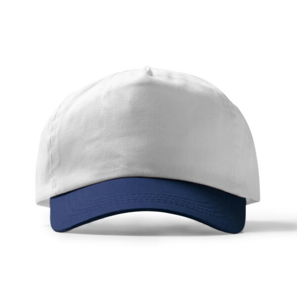Berretto a 5 sezioni in 100% cotone - Bianco/Blu Marino