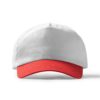 Berretto a 5 sezioni in 100% cotone - Bianco/Rosso