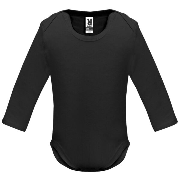Body a maniche lunghe in cotone pettinato - Nero