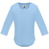 Body a maniche lunghe in cotone pettinato - Celeste