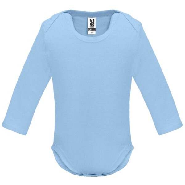 Body a maniche lunghe in cotone pettinato - Celeste