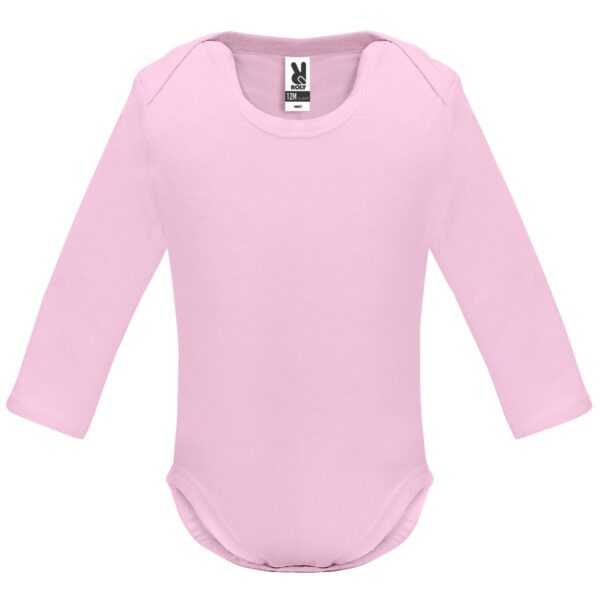 Body a maniche lunghe in cotone pettinato - Rosa Chiaro