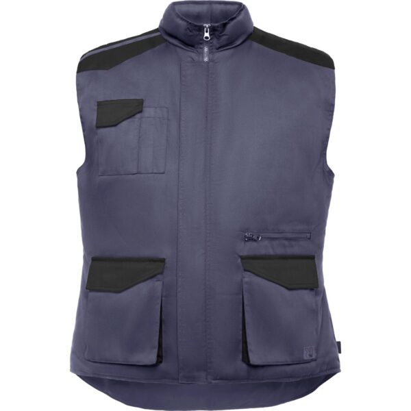 Gilet da lavoro multitasche imbottito con schienale - Piombo/Nero