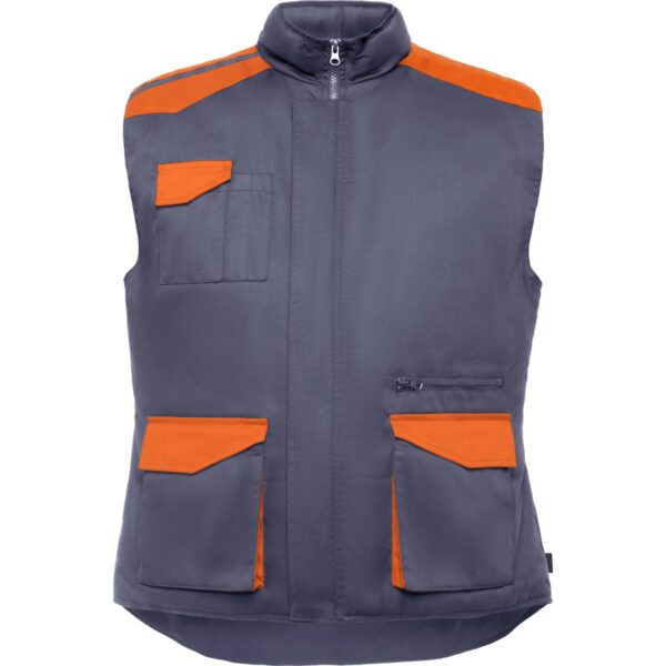 Gilet da lavoro multitasche imbottito con schienale - Piombo/Arancione