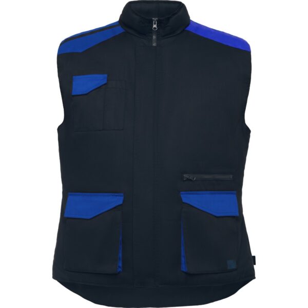 Gilet da lavoro multitasche imbottito con schienale - Navy/Blue Royal