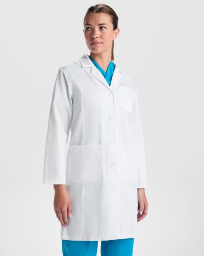 Camice da laboratorio da donna con risvolto - modello 1