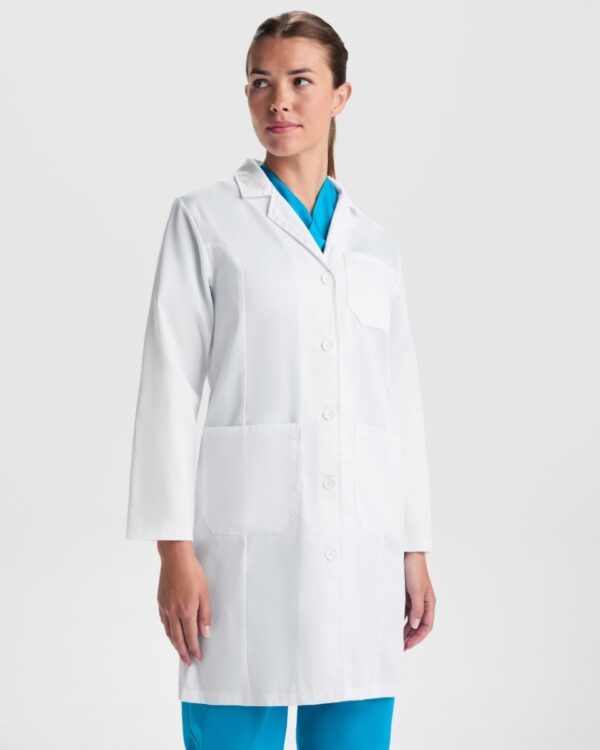 Camice da laboratorio da donna con risvolto - modello 1