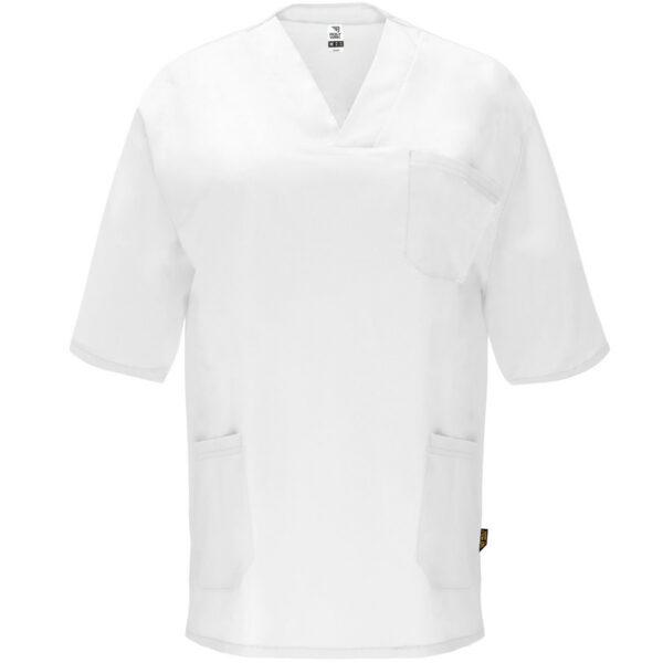Camice sanitario unisex a maniche corte - Bianco