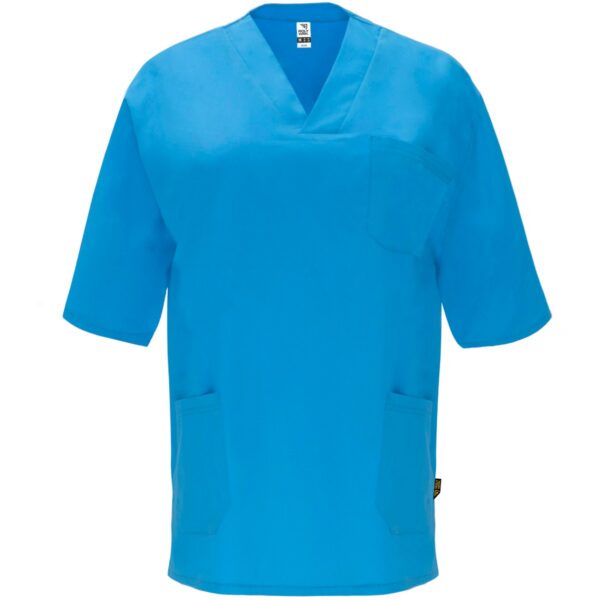 Camice sanitario unisex a maniche corte - Azzurro Danubio