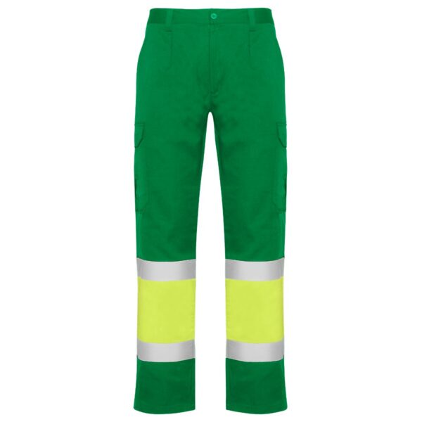 Pantalone lungo multitasche bicolore ad alta visibilità - Verde Giardino/Giallo Fluo