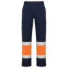 Pantalone lungo multitasche bicolore ad alta visibilità - Blu Navy/Arancione Fluo