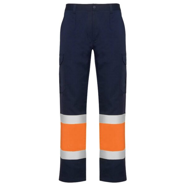 Pantalone lungo multitasche bicolore ad alta visibilità - Blu Navy/Arancione Fluo