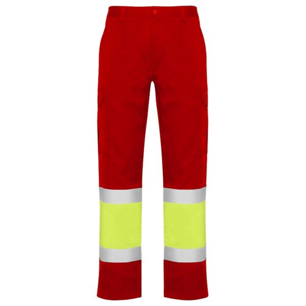 Pantalone lungo multitasche bicolore ad alta visibilità - Job Red/Fluor Yellow